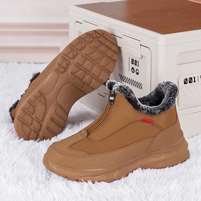 Зимние новые удобные хлопковые ботинки на молнии женские материнские теплые ботинки с высоким верхом для ходьбы уличные мужские бархатные повседневные ботинки