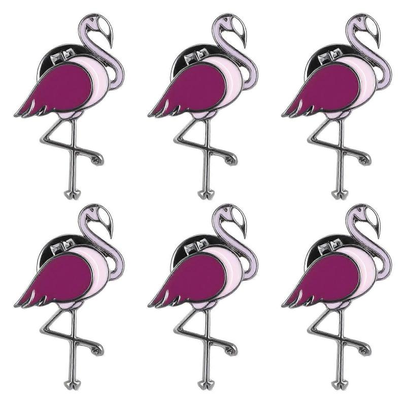 Creative Brooch Flamingo Brooch Pins for Decoration 4Pcs Rosy Alloy