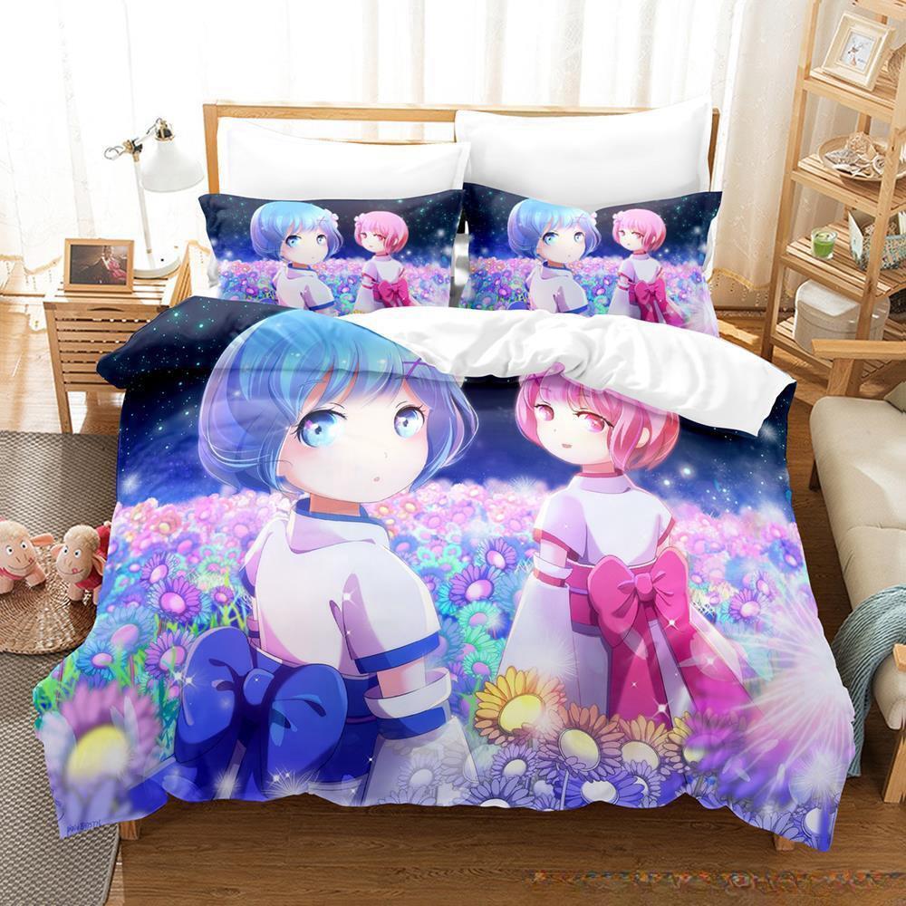 Новый комплект постельного белья Re Zero Рем Рам с 3D-принтом Кавайный Мультяшный Аниме трехпредметный комплект Взрослый Детский Спальня Наборы пододеяльников Домашний текстиль