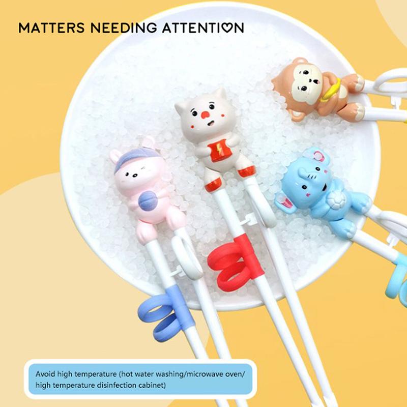 Детские обучающие палочки для еды, палочки для еды с мультяшными животными, палочки для начинающих, посуда, палочки для еды