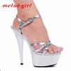 Women's High Heels Retro Personality High Night Sandals Sexy Steel Pipe Dance Shoes 15cm Heel 5cm Platform YKC