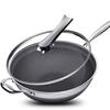 Wok Pan Stainless Steel Stir-fry Wok with Lid 13" Non Stick Skillet with Stay-cool Handle PFOA Free Suitable