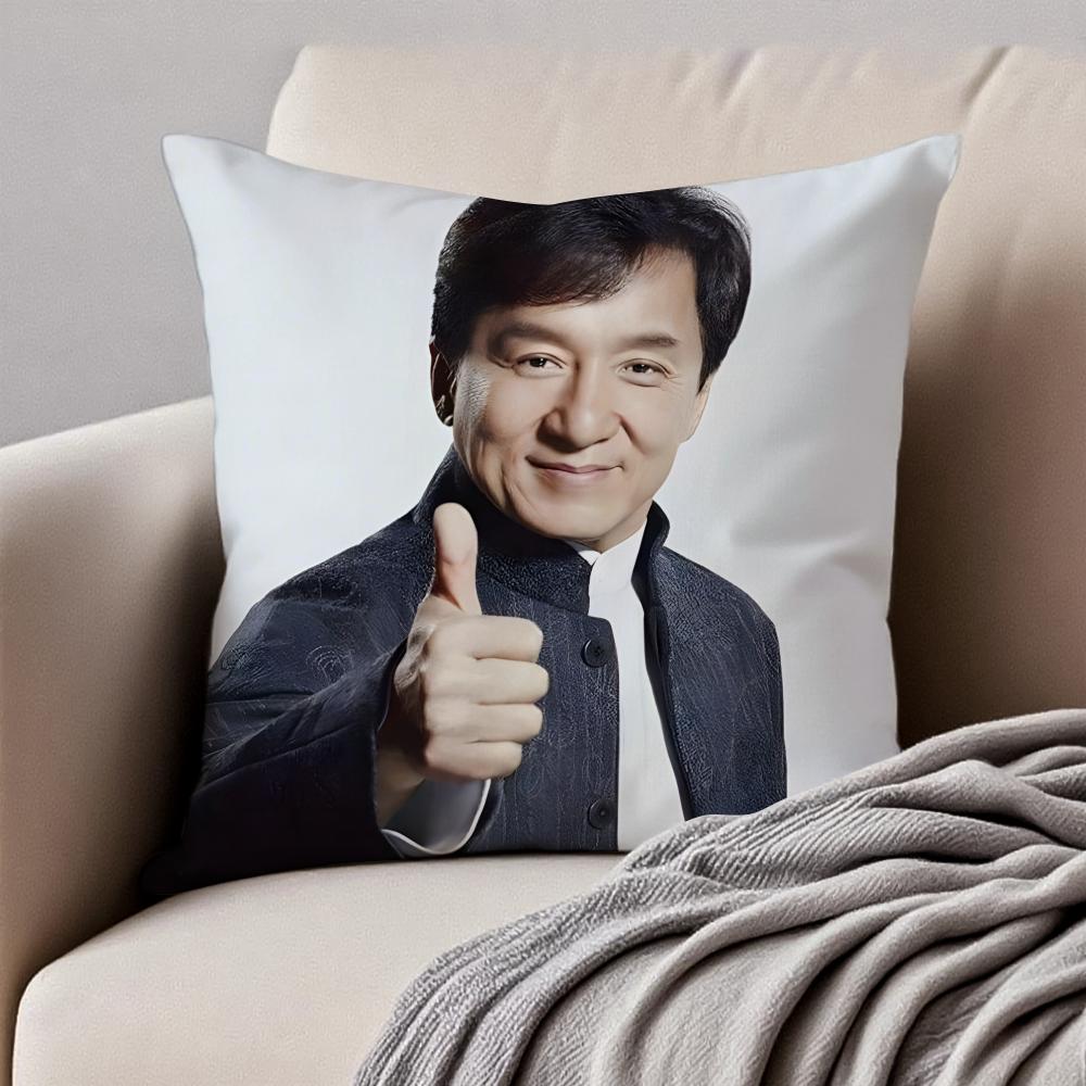 Chinese martial arts star JJackie Chan Cushion Cover Pillowcase Antidustmite Invisible Zipper Short Plush Sofa Cushion