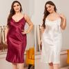 Fat and Plus Size Ice Silk Sleepwear Fashionable Casual Sleepwear Imitation Silk Sexy Printed Suspender Nightgown