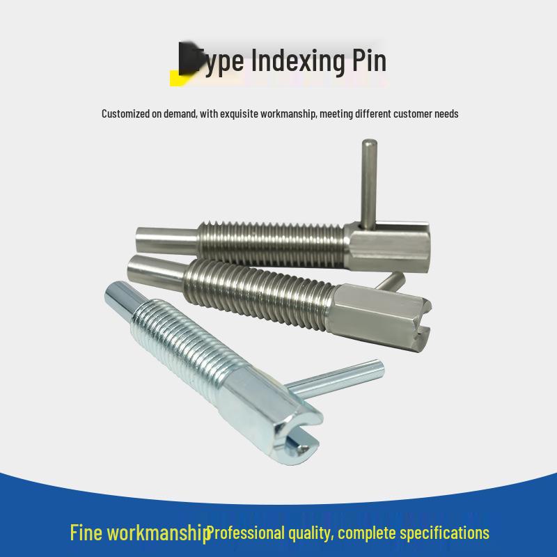 L-Shaped Knob Plunger with Coarse Thread Indexing Safety Pin - Stainless/Carbon Steel, Zinc-Plated.