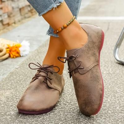 Модная женская обувь 2025 Осень Новая мода Повседневная мягкая обувь для ходьбы Тренд Ретро Женские плоские туфли на шнуровке Zapatillas De Deporte