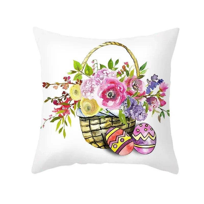 Весенний домашний декор, чехлы для подушек, счастливые пасхальные яйца, кролик, декоративные наволочки, наволочки с цветами и кроликом, 45x45 см