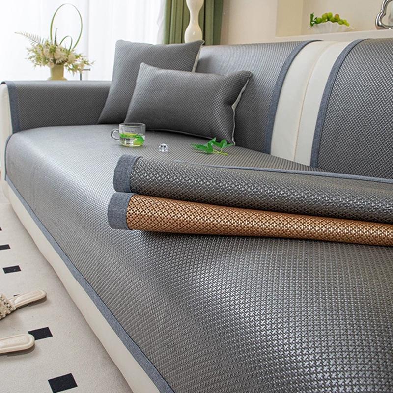 Summer And Summer Rattan Mat Sofa Cushion New French High-End Ice Silk Mat Cover Cloth Non-Slip Seat Cushion