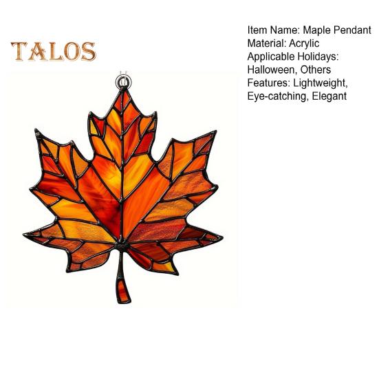 Maple Leaf Acrylic Pendant 3.9inch Window Wall Hanging Ornament Fall Maple Panel Suncatcher for Harvest Thanksgiving Autumn Party Supplies