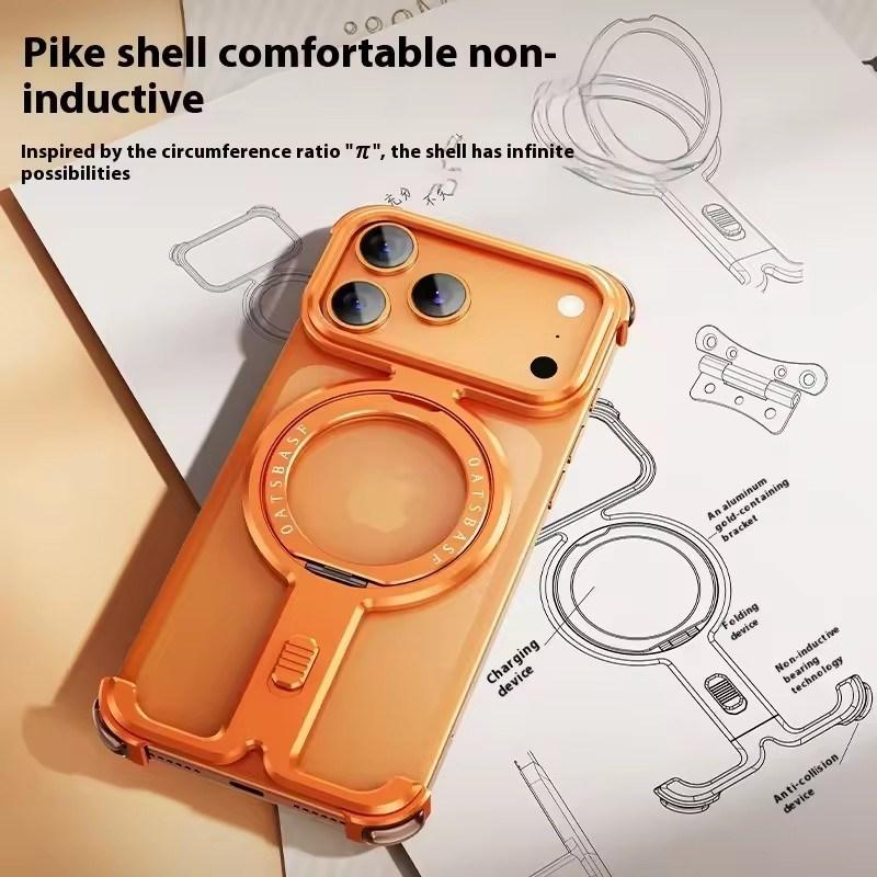 Oatsbasf Metal Phone Case for iPhone 17 Pro Max/17 Pro with Magnetic Stand 360° Rotatable Magsafe Aluminum Metal Frameless Cover