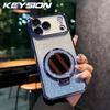 KEYSION Градиентный блестящий магнитный чехол для телефона MagSafe для iPhone 17 Pro Max 17 Air с зеркалом для макияжа и кольцом-подставкой, противоударный чехол
