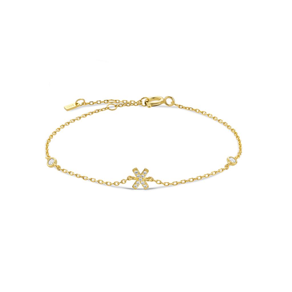 VEWANT 925 Silver Monogram Letter A - Z Initial Charm Chain Bracelet Luxury Wedding CrystalFine Jewelry