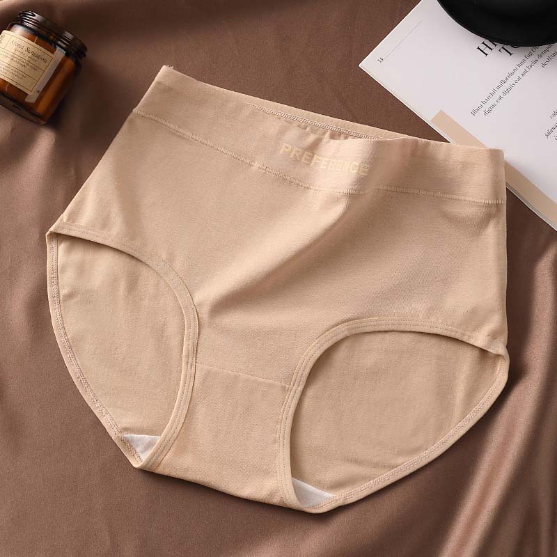Women Cotton Panties High Waist Panty Comfortable Underwear Ladies Solid Color Underpants