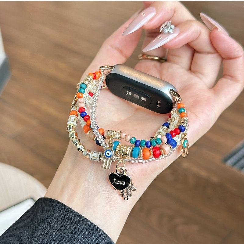 Браслеты для часов из бусин для Mi Band 8 9 10 Запасные ремешки для часов для Mi 8Pro 9Pro Браслет Эластичный для Redmi Watch 4 5 6 Ремешки 3