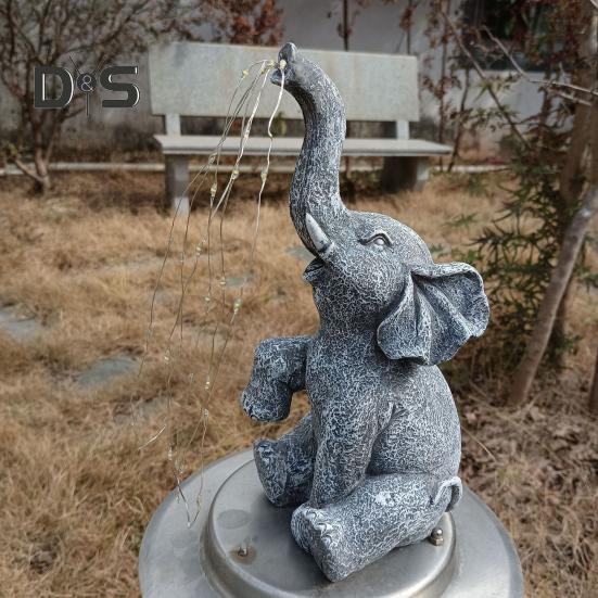 Садовая статуэтка слона на солнечных батареях, устойчивая к погодным условиям, дорожка для патио, светодиодная смоляная статуя слона, декоративная лампа, рождественский подарок