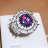 New European and American Rings for Womens Purple Orchid Zirconium Main Stone Retro Ring