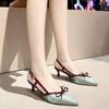 Spring and Summer New Niche Pointed Head Bow High Heel Women's Shoes Fashionable Versatile and Comfortable Bag Head Sandals Women