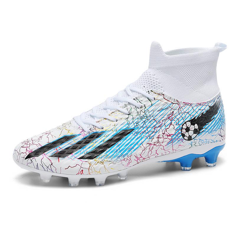 Футбольные бутсы 2025 года с высоким верхом для мальчиков и детей с шипами и шипами, соревновательные тренировочные бутсы для молодежи и студентов для искусственного газона