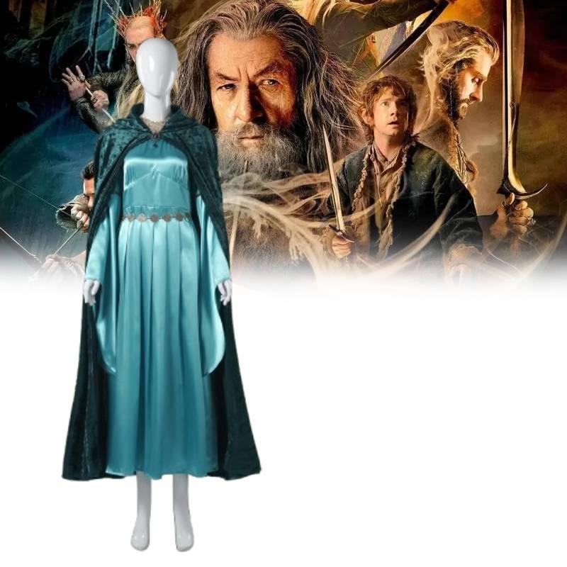 Изысканный синий косплей-набор платья для эльфийских принцесс, идеально подходящий для мероприятий и торжеств в стиле фэнтези