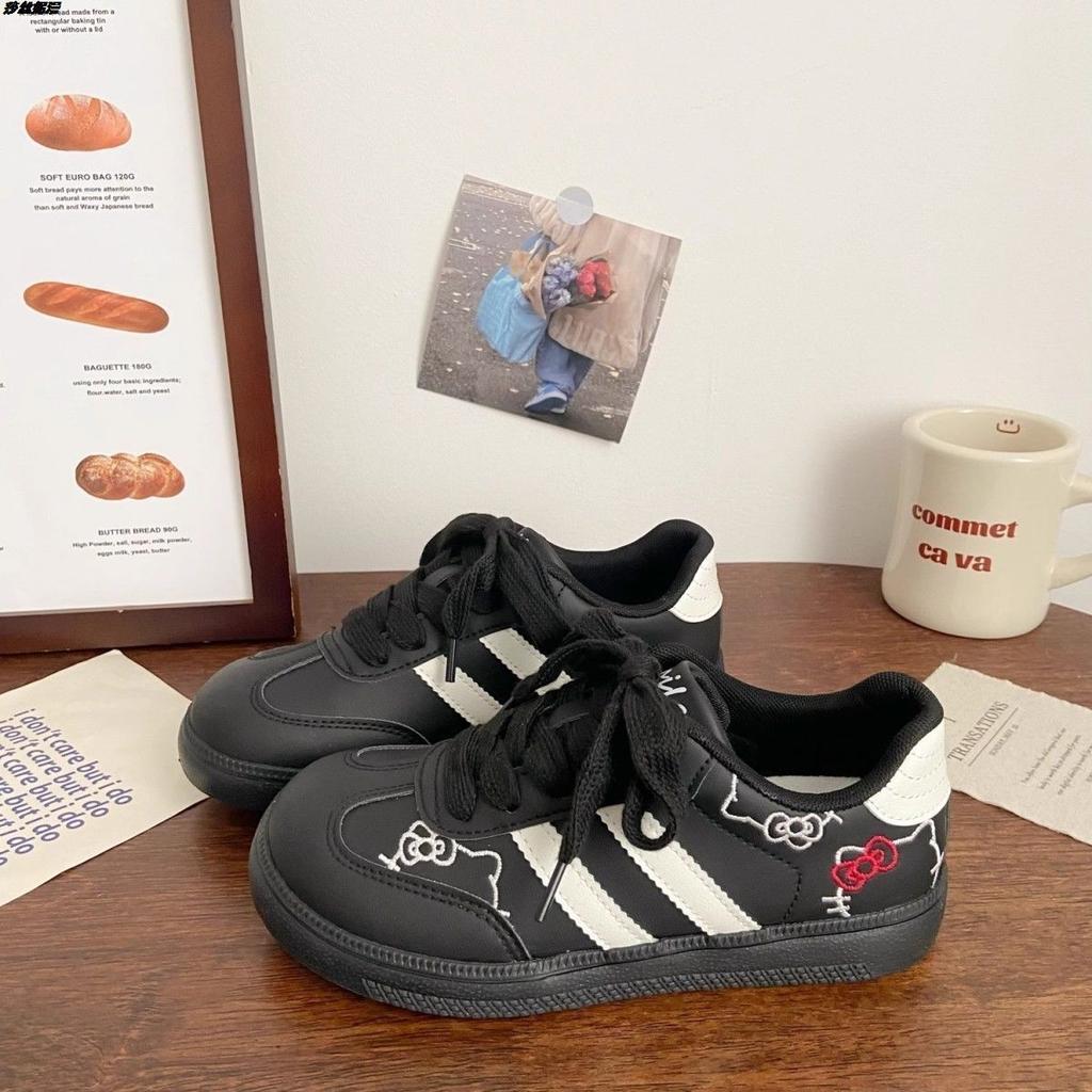 Милые вышитые туфли для моральной подготовки с кошечкой КТ, женские весенне-осенние новинки, корейские нишевые шикарные универсальные кеды, повседневные женские