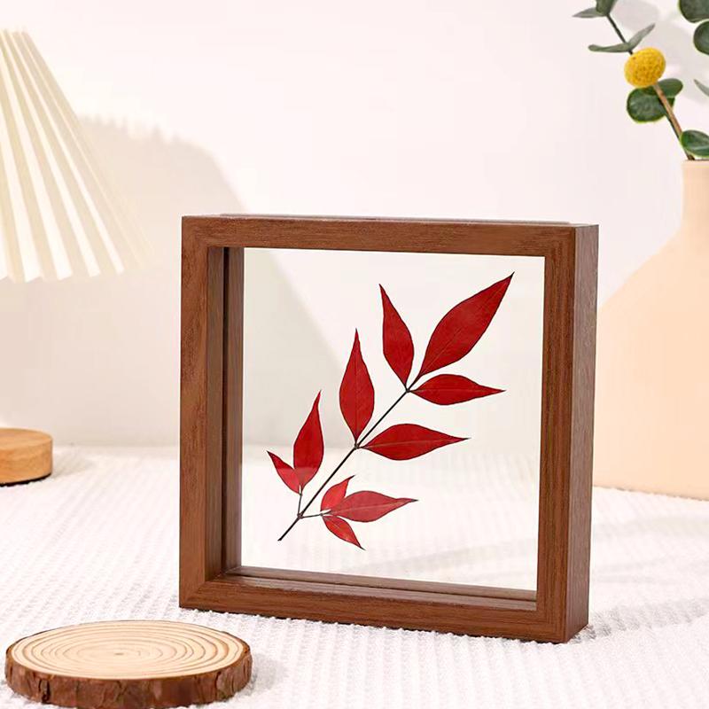 1шт креативная модная фоторамка двухсторонняя стеклянная мини квадратная рамка для образцов деревянная ретро