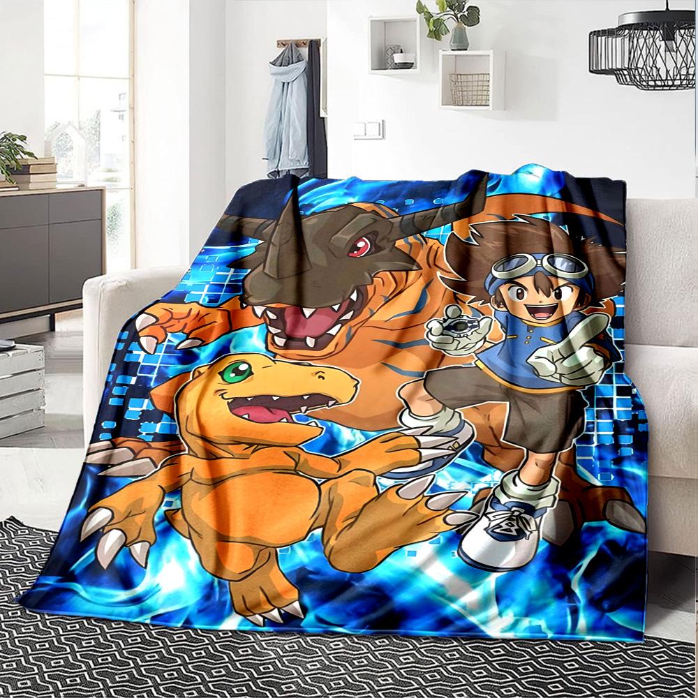 1pc Digital Monster Adventure Flannel Blanket,Ultra Soft Warm Plush Throw for Home Bedroom Bed Sofa Cover Camping Picnic gift Y72420