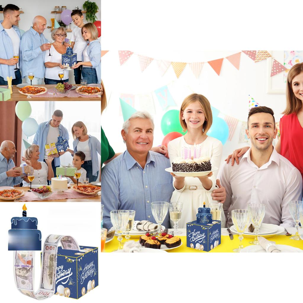 Blue Number Birthday Cash Gift Box For Event Celebrations And Party Decor