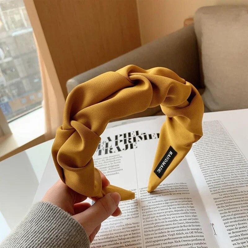 Модные обручи для волос, резинки для волос для женщин и девочек, цветочные однотонные повязки на голову, дизайнерские широкие повязки для волос, аксессуары для волос, головные уборы