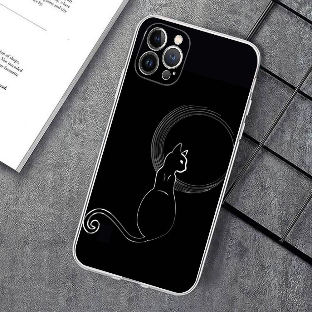 Милый Кот Линия Чехол для Телефона Для iPhone 15 14 11 12 13 Mini Pro XS Max Чехол 6 7 8 Plus X XR SE 2020 Funda Оболочка