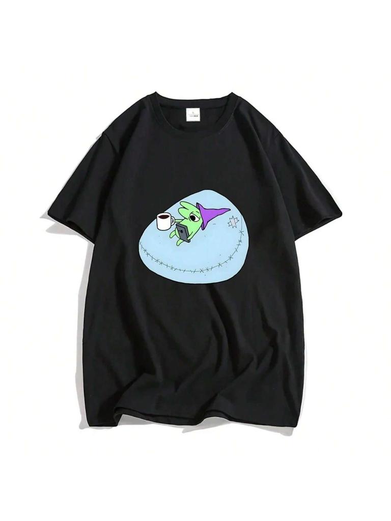 Funny Graphic Printing Tshirts Casual Women Clothes Smiling Friends Cartoon Print T-Shirt Summer Round Neck Aesthetic Clothes