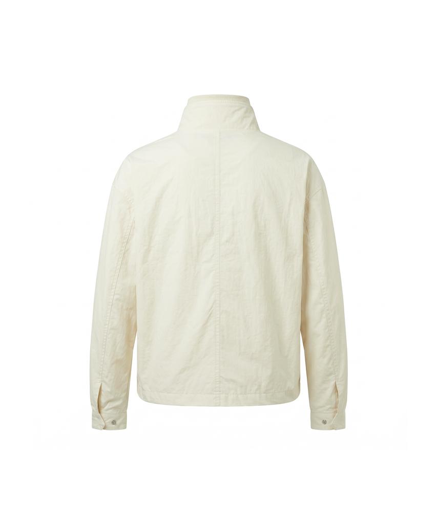 GREIIGE High-Neck Crop Field Jacket (Ivory)