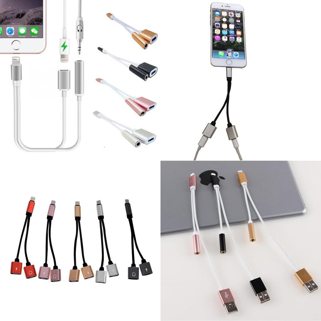Адаптер Apple Iphone 7 8 Dual Lightning с серебристым корпусом для подключения наушников