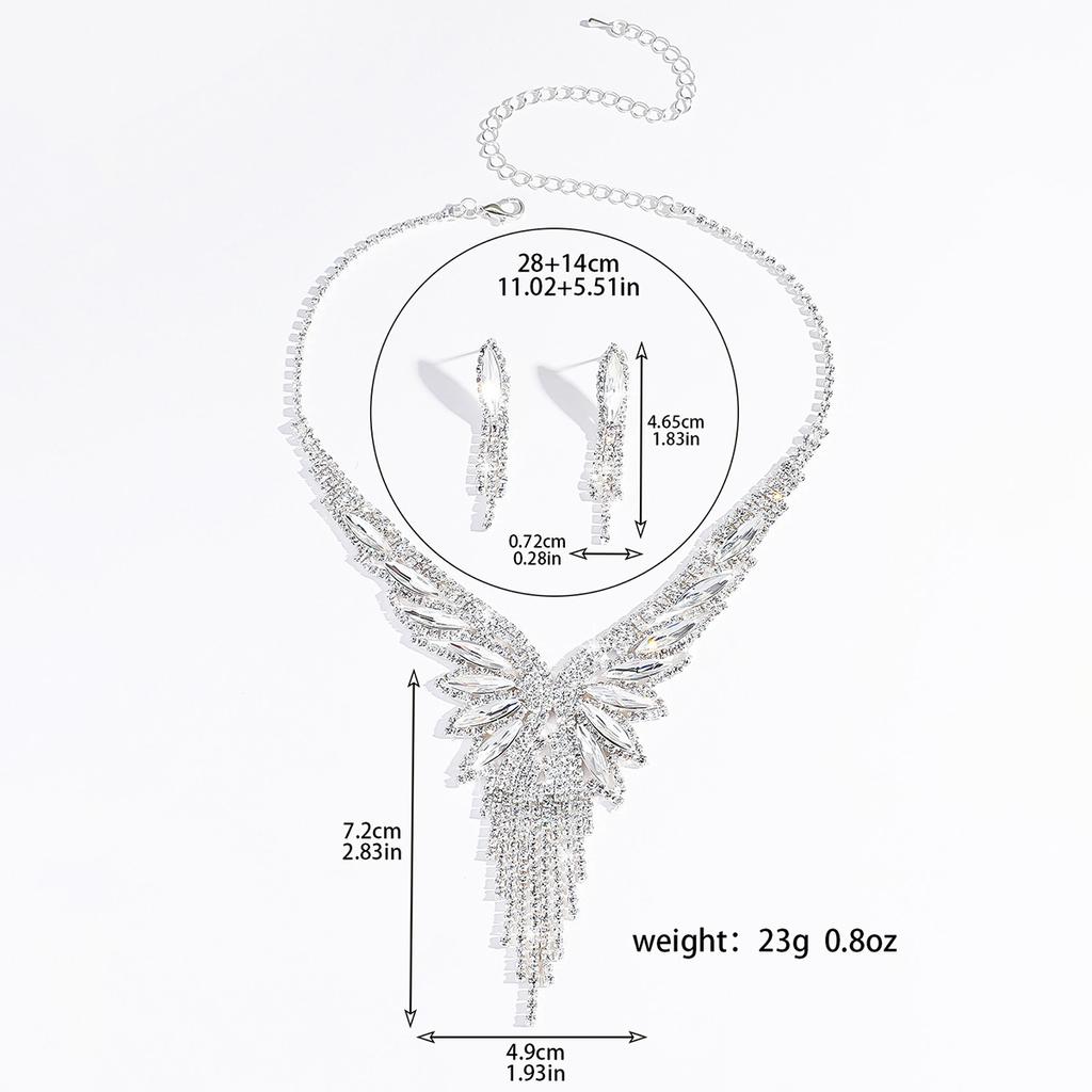 3 предмета Женская модная медная цепочка-коготь с инкрустацией бриллиантами, геометрическое ожерелье с кисточками, серьги, цирконовый набор, свадебная вечеринка, фестивальный подарок