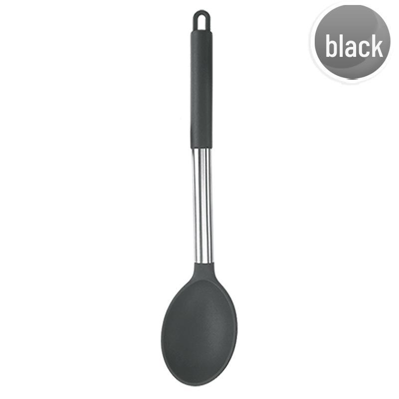 Черный набор кухонных принадлежностей из нержавеющей стали и с силиконовыми ручками, 15 предметов, с ведром для хранения