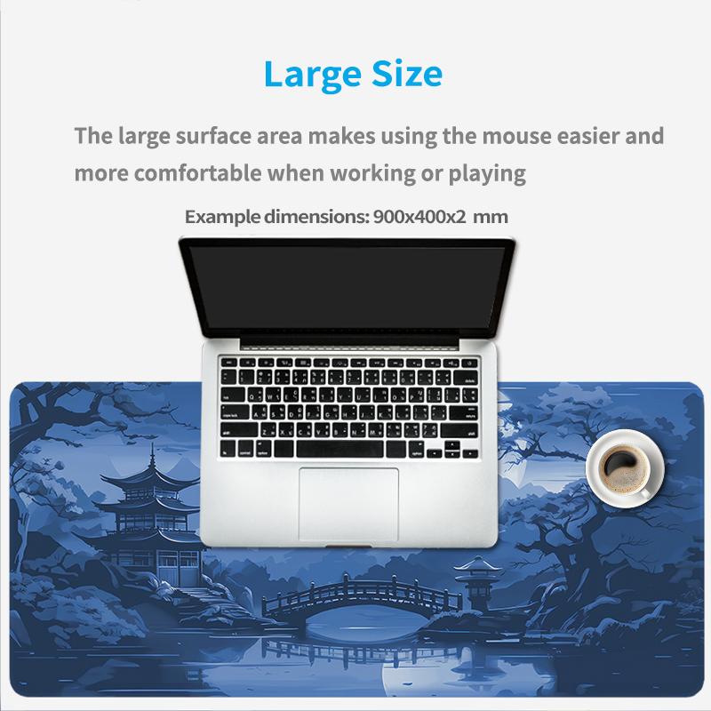 Mouse Pad Japanese-style Moonlit Blue Gaming XL Home HD Custom Mousepad XXL Mouse Mat Natural Rubber Soft Laptop Mice Pad
