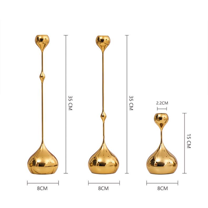 European Luxury Silver Teardrop Metal Candle Holder for Home Decor