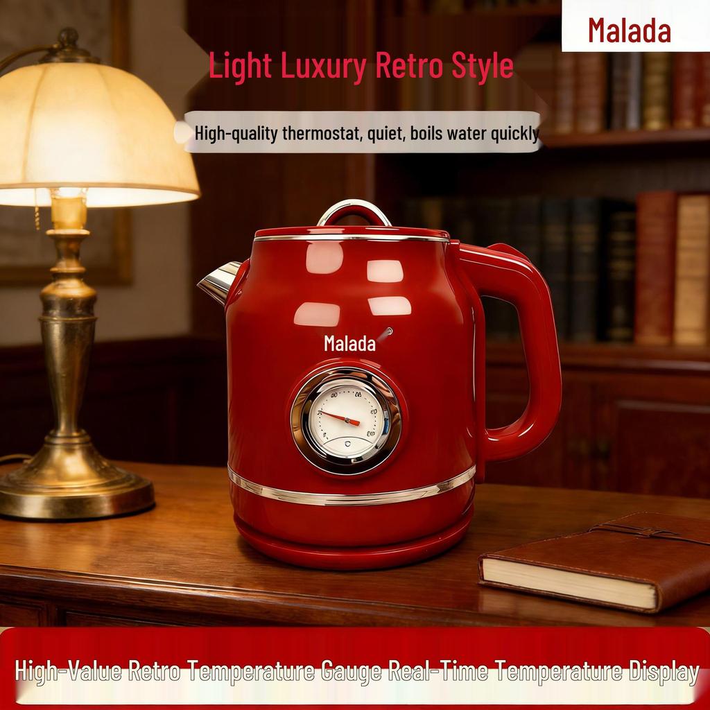 Retro Luxury Red: Wanlida Smart Kettle with Real-time Temp Display and Constant Temperature Control.