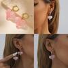 Fashionable Pink Heart Hoop Earrings For Women 2023 Winter Collection Electroplated Alloy