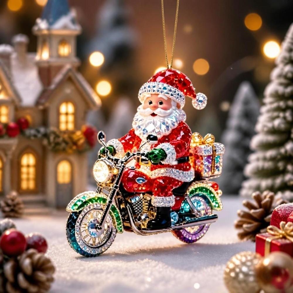 Acrylic Santa Claus Ornaments 2D Flat Christmas Decor Unique Christmas Tree Ornaments Party