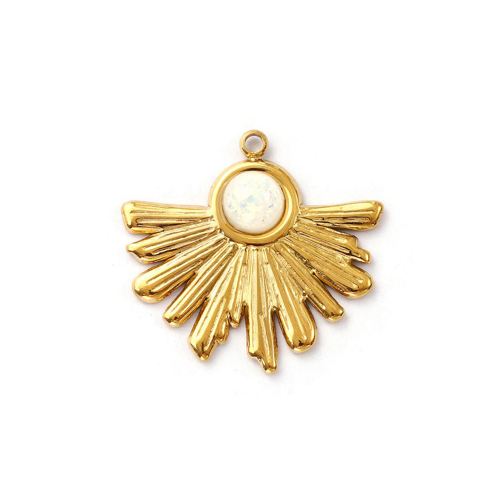 2 PCs 304 Stainless Steel Charms 18K Gold Plated White Acrylic Imitation Pearl Pendants For DIY Jewelry Making Necklace Findings