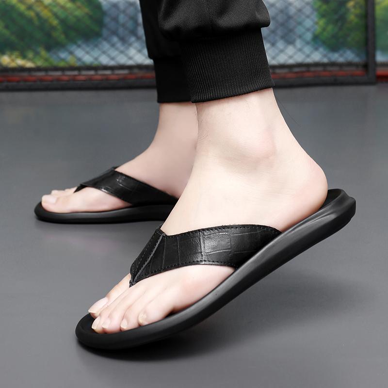 Модные мужские шлепанцы ручной работы, летняя обувь, мужские тапочки, кожаные мужские шлепанцы, плоские мужские сандалии, праздничные нескользящие новые мужские туфли