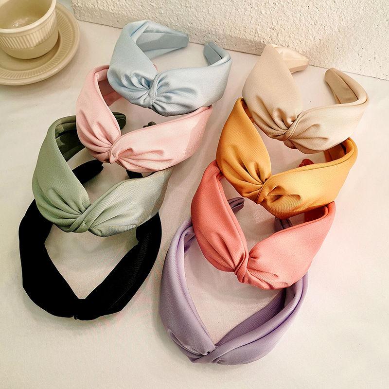 Middle Cross Fashion Headband Women Hair Fabric Craft Solid Color Tie Headdress Hairpin