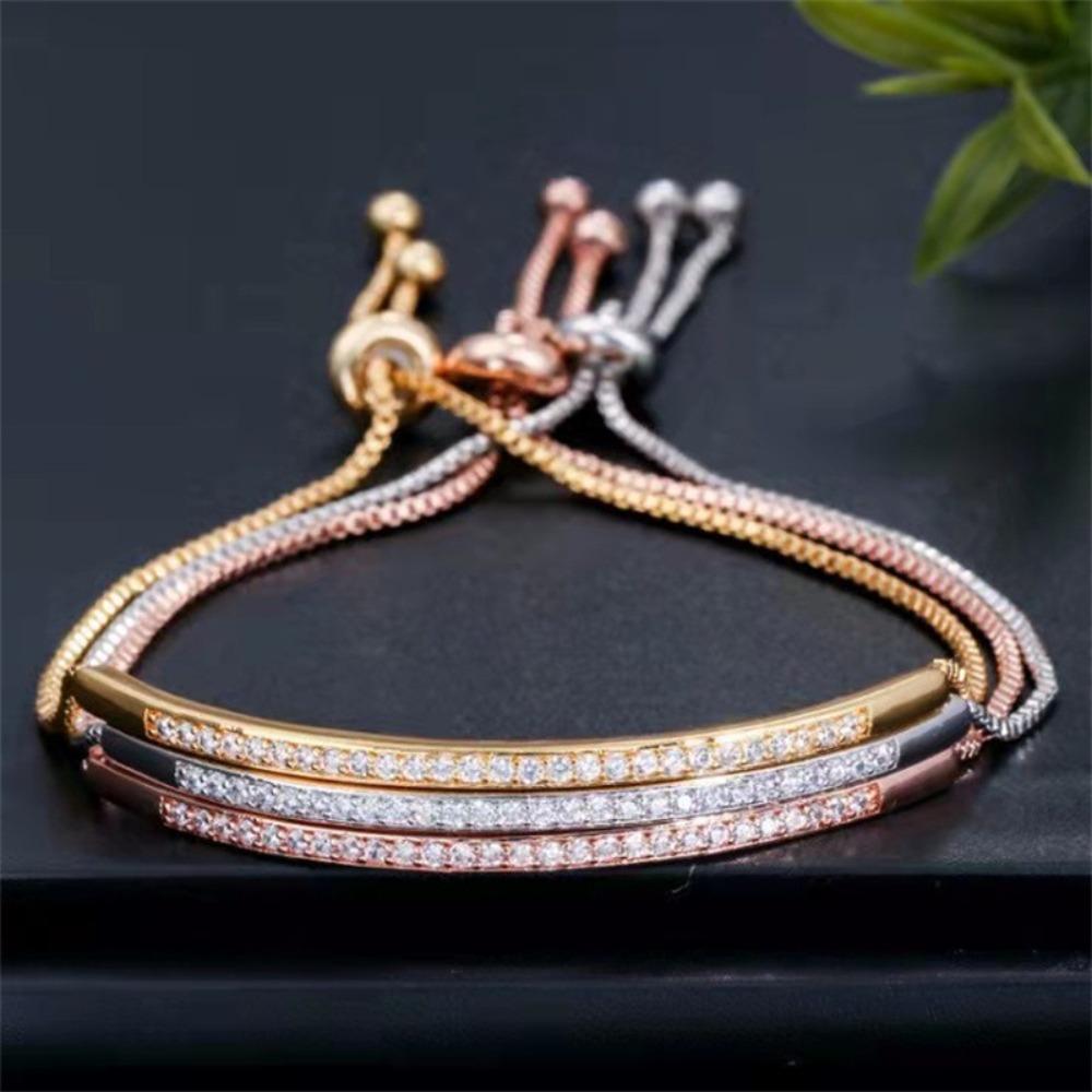 Delicate Crystal Bracelet Stainless Steel Simple Hand Bangle Fashion Rhinestone Bracelet  Gifts