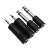 Black Headphone Adaptor Converter Stereo 1/4 Inch 3.5mm To 6.35mm 4*