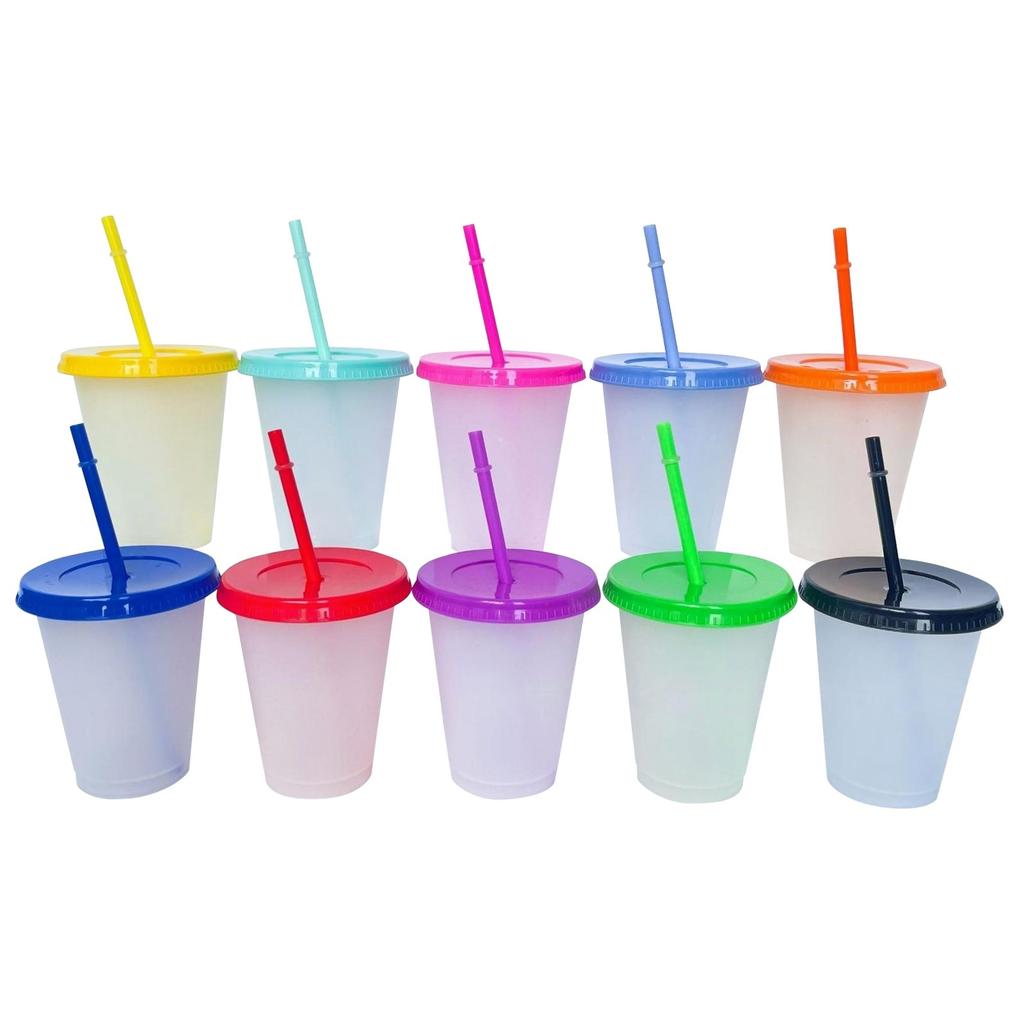 10 шт. в наборе термочувствительная 10-цветная меняющая чашка 16 унций трубочка чашка меняет цвет при охлаждении многоразовая