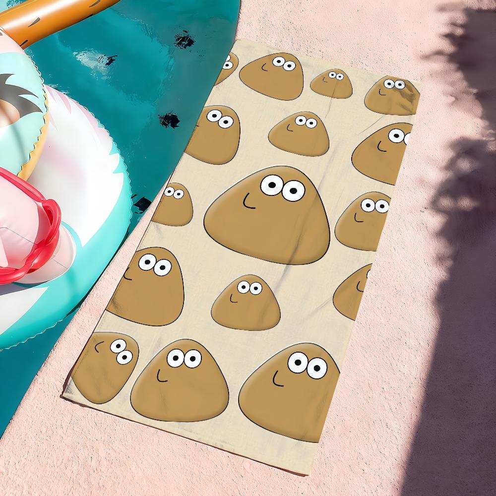 Игра Милый P-Pou Мультяшное Полотенце Мягкое Бассейн Подарок Для Путешествий Спортзал Душ Кемпинг Быстросохнущее Спорт Большие Пляжные Полотенца