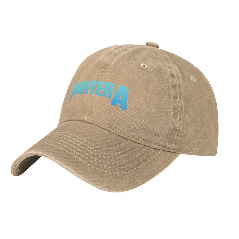 Pantera Logo Washed Cotton Baseball Cap Classic Fit Unisex Adjustable Hat Black w Blue Embroidery
