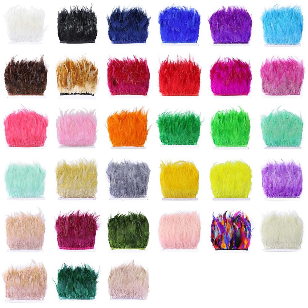 Feather4-6inch High Quality Chicken Feathers Trim Fringe 1meter Mint Green Rooster Feather Ribbon Wedding Dress Creative Crafts Plumes