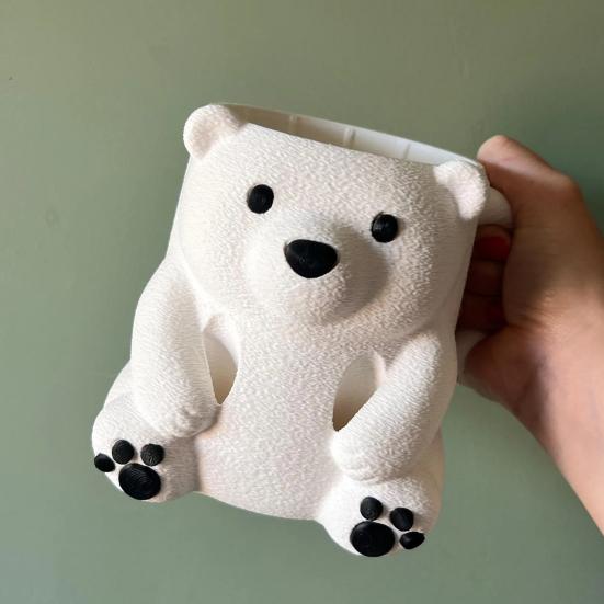 Держатель для стаканчика мороженого «Белый медведь», 3D-печать, милое животное, контейнер-охладитель для мороженого, герметичный держатель для пинты льда