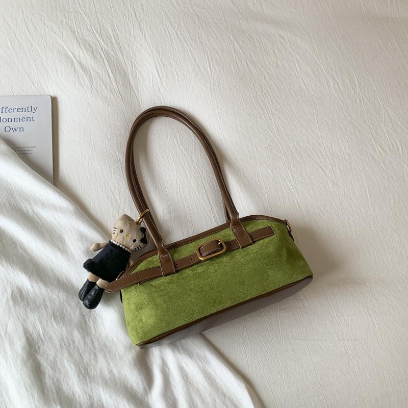 Корейская версия ретро нишевой замшевой сумки подмышку женская 2025 осень зарубежный стиль повседневная рабочая сумка-тоут на плечо